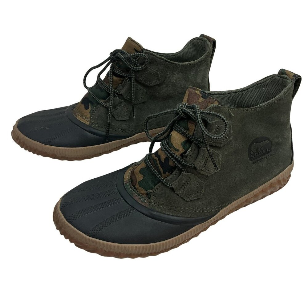 Sorel Out N About Camo Kinetic Caribou  Waterproof Duck Boots Womens 10 Green Su